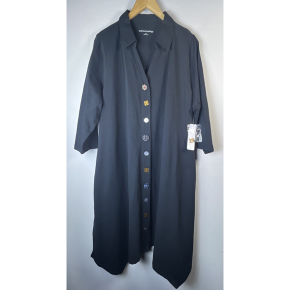 Soft Surroundings XXL Danielle Button Midi Dress Size 2X Black Artsy Boho NWT - Picture 8 of 13